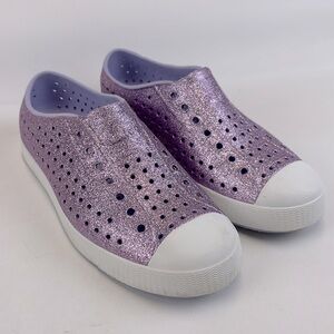 NATIVE Jefferson Purple Glitter Slip-On Waterproof Shoes Size J4